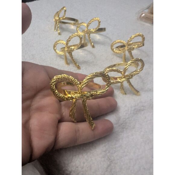 Bow-Knot Metal Napkin Rings, UXCELL, Gold Tone, NEW, Party Table Decor, Set of 6 - Picture 2 of 8